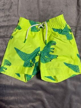 Baby Neon Green Dinosaur Swim Shorts